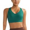RUNNING GIRL Sports Bras for Women High Support, V Neck Molded Cup High Impact Sports Bra with Sewn in Pads(Teal)