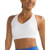 RUNNING GIRL Sports Bras for Women High Support, V Neck Molded Cup High Impact Sports Bra with Sewn in Pads(White)