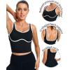 RUNNING GIRL Sports Bras for Women,Longline Workout Crop Tank Tops Padded with Built in Shelf Padded Sports Bra(Black)