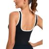 RUNNING GIRL Sports Bras for Women,Longline Workout Crop Tank Tops Padded with Built in Shelf Padded Sports Bra(Black)