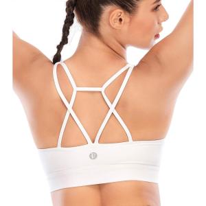 RUNNING GIRL Sports Bras for Women Backless Padded Sports Bra Tank Top Long Line Gym High Impact Sports Bra Push up(WX2569White,L)