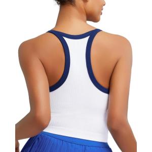 RUNNING GIRL Sports Bras for Women High Support Longline Sports Bra High Impact Workout Tank Tops Yoga Bra with Built in Bras(White)