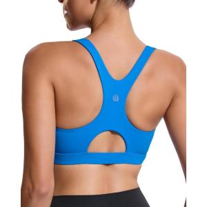 RUNNING GIRL Sports Bras for Women High Support,Racerback High Impact Blue Bra Moulded Cup Workout Bra for Large Bust(WX3047 Bright Blue S)