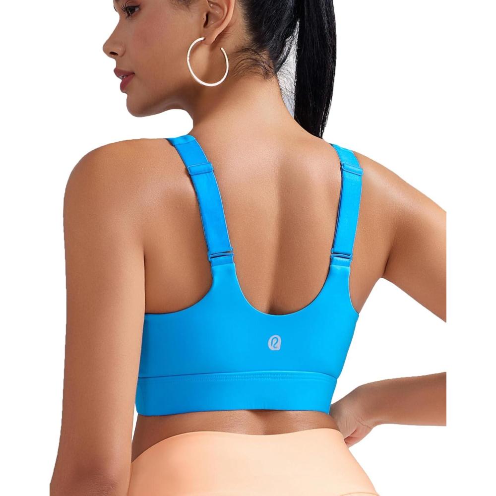 imageRUNNING GIRL Womens Workout Seamless Bra Push Up Sports Bras for Women High Support Moulded Cup Racerback Yoga BraAbright Blue